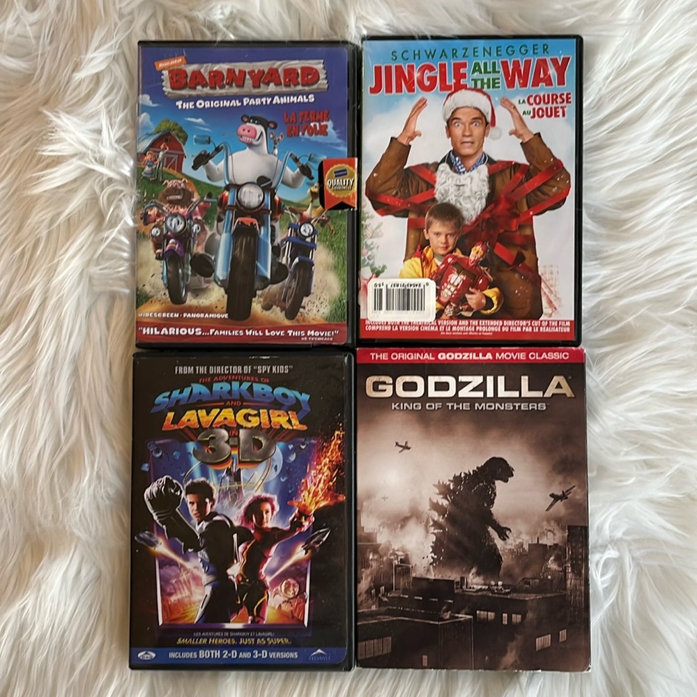 DVD BUNDLE (KIDS) : Godzilla, Sharboy and Lavagirl, Barnyard, Jingle All The Way